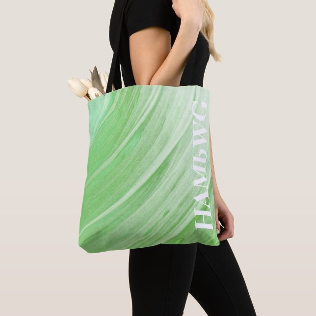 HAMbWG - Tote Bag - Kalkgrüner Swirl mit Logo (Von Nahem)