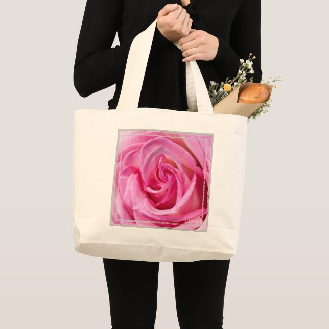 HAMbWG - Tote Bag - Rosa Rose Jumbo Stoffbeutel (Vorderseite (Produkt))