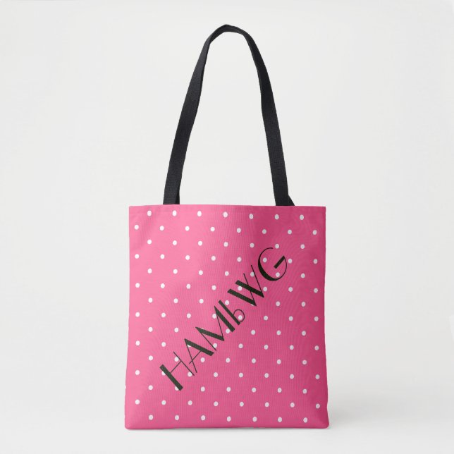 HAMbWG - Tote Bag - Weiß/rosa Polka Dot (Vorderseite)