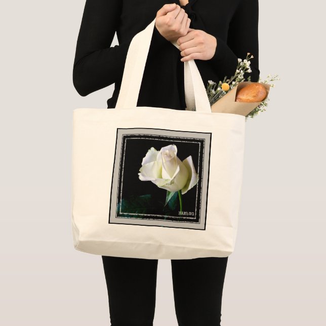 HAMbWG - Tote Bag - Weiße Rose Jumbo Stoffbeutel (Vorderseite (Produkt))