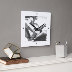 HAMbWG Weibliche Gitarrist Thema Wall Clock Quadratische Wanduhr