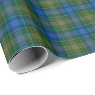 HAMbWG Wrapping Paper - Bright Blue/Olive Tartan Geschenkpapier
