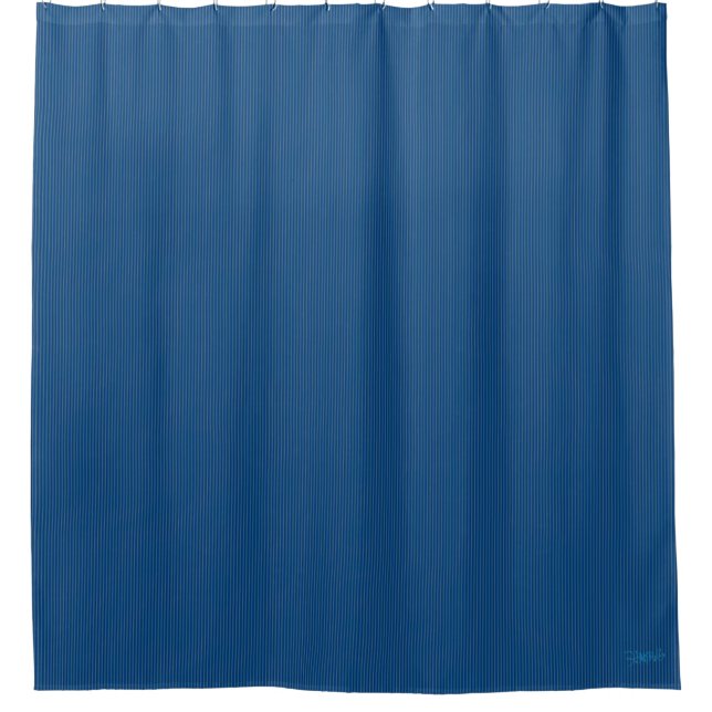 HAMbyWG - Aquamarin Blue Fine Stripe Duschvorhang (Vorderseite)