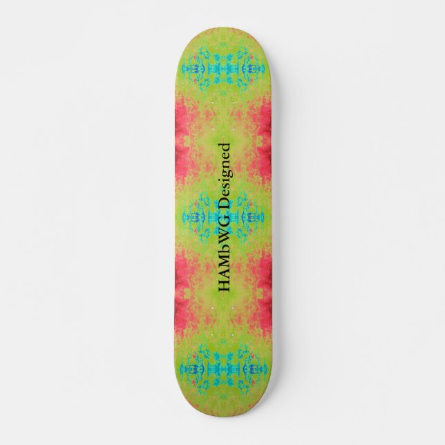 HAMbyWG Designed - Tye Dyed Green PInk Blue Skateboard (Vorne)