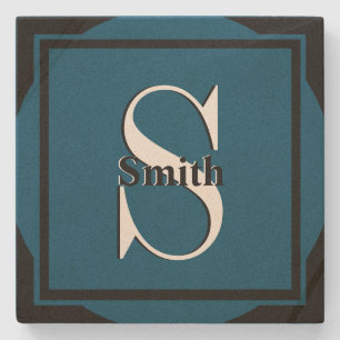 HAMbyWG Distressed Travertin Monogramm Steinuntersetzer