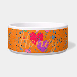 HAMbyWG - Dog food Bowl - mehrfarbige Herzen Napf