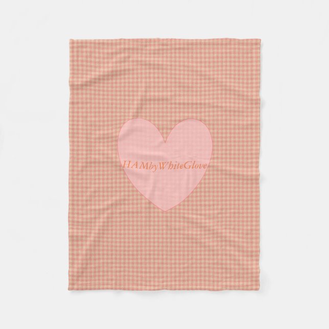 HAMbyWG - Fleece Blanket - Peach Gingham w heart (Vorderseite)