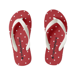 HAMbyWG - Flip-Flops - Rot w winzige Polka-Punkte Kinderbadesandalen