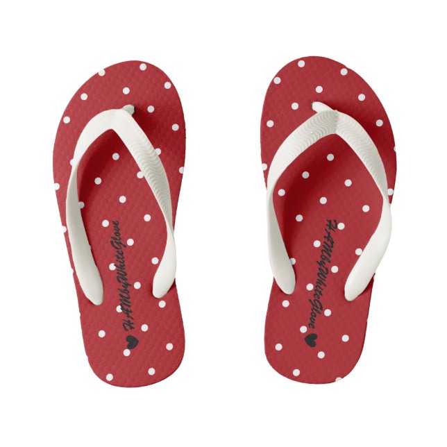 HAMbyWG - Flip-Flops - Rot w winzige Polka-Punkte Kinderbadesandalen (Fußbett)