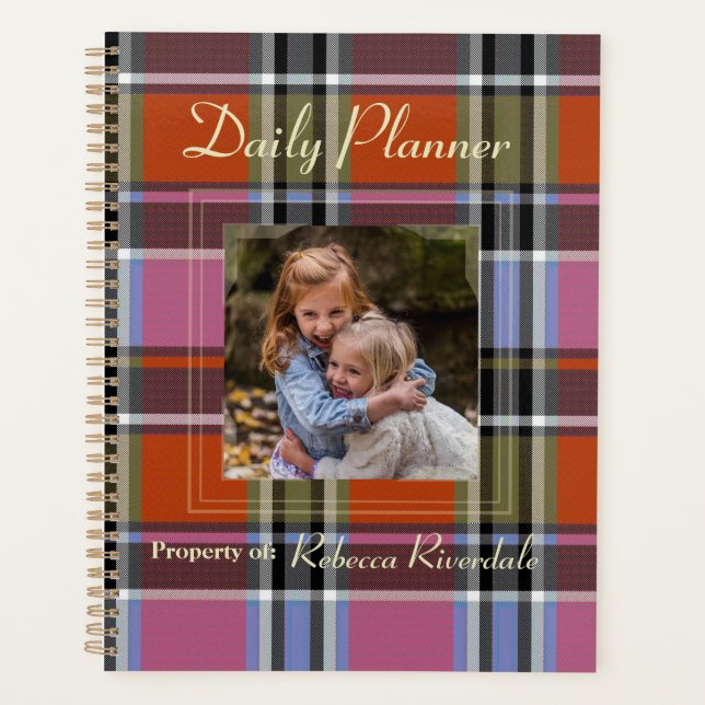 HAMbyWG - Foto Daily Planner - Orange Pink Kariert Planer (Vorderseite)