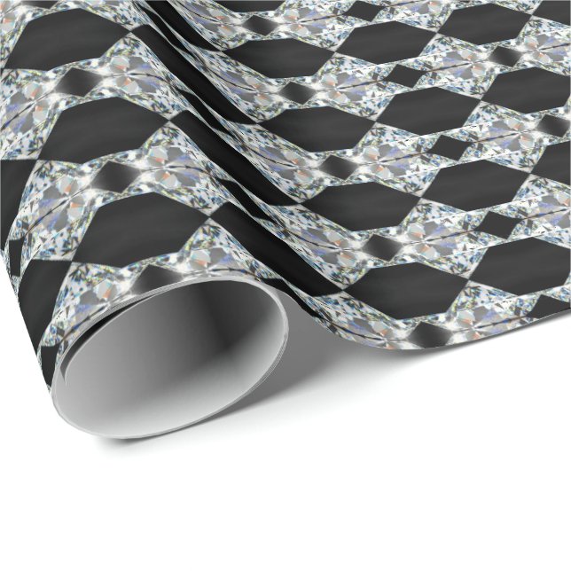 HAMbyWG - Gift Wrap - Diamanten gegen Schwarz Geschenkpapier (Rolleneckpunkt)