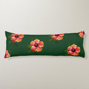 HAMbyWG - Hawaiin Hibiskus auf Dunkelgrün Seitenschläferkissen