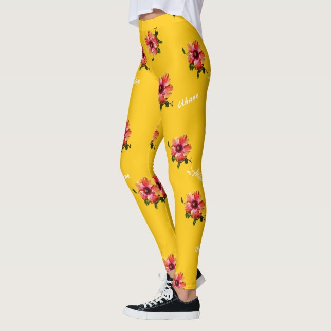 HAMbyWG Hawaiin Theme mit Hibisken-Blume Leggings (Links)