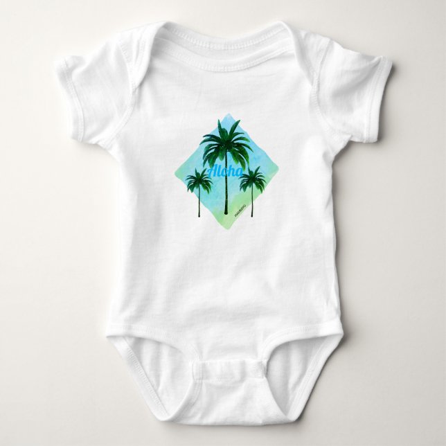 HAMbyWG -Kinderhawaiin-Thema Palm Tree Baby Strampler (Vorderseite)