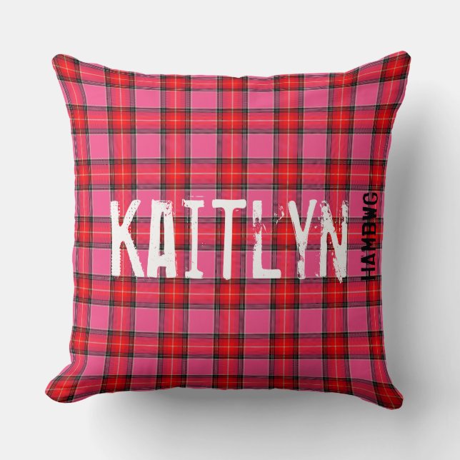 HAMbyWG - Kissenbrücke 20" - Rosa Kariert Kissen (Vorderseite)