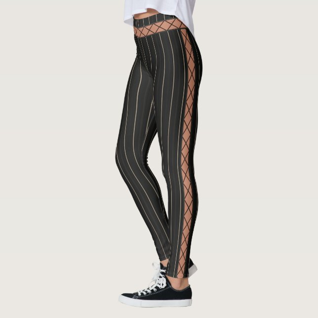 HAMbyWG - Leggings - Schwarzer Pinstrip - Ausblend (Links)
