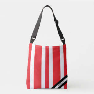 HAMbyWG - Leinwand Schultertasche - Rot & Weiß Tragetaschen Mit Langen Trägern