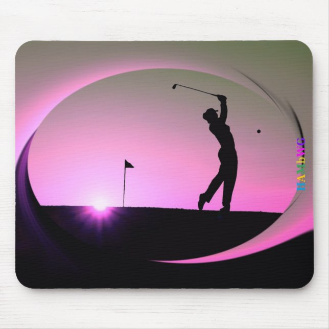 HAMbyWG - Maus Pad - Frau Golfer bei Dämmerung Mousepad (Vorne)