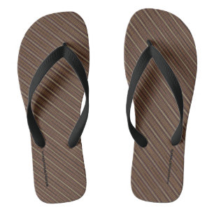 HAMbyWG - Mens Flip-Flops Brown Beige Diagonal Flip Flops