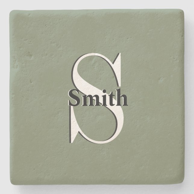 HAMbyWG Monogram Sage Green Steinuntersetzer (Vorderseite)
