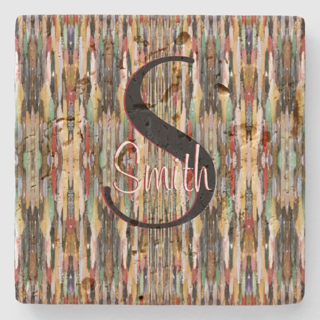 HAMbyWG Multi Color Design Monogram Steinuntersetzer (Vorderseite)