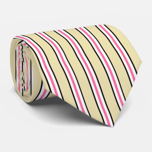 HAMbyWG - Neck Tie - Beige Weiß Pink Black Stripe Krawatte