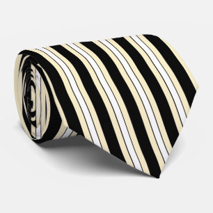 HAMbyWG - Neck Tie Black/Beige/White Stripe Krawatte