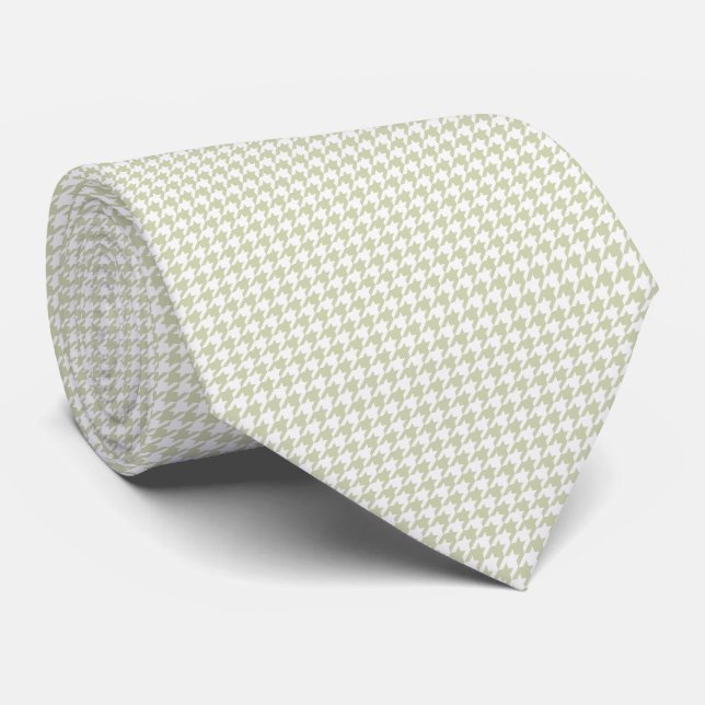 HAMbyWG - Neck Tie - Hahnentrittmuster Weiß/Knoche Krawatte (Gerollt)