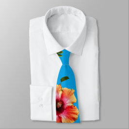 HAMbyWG - Neck Tie - Hibiskus auf Blue Krawatte