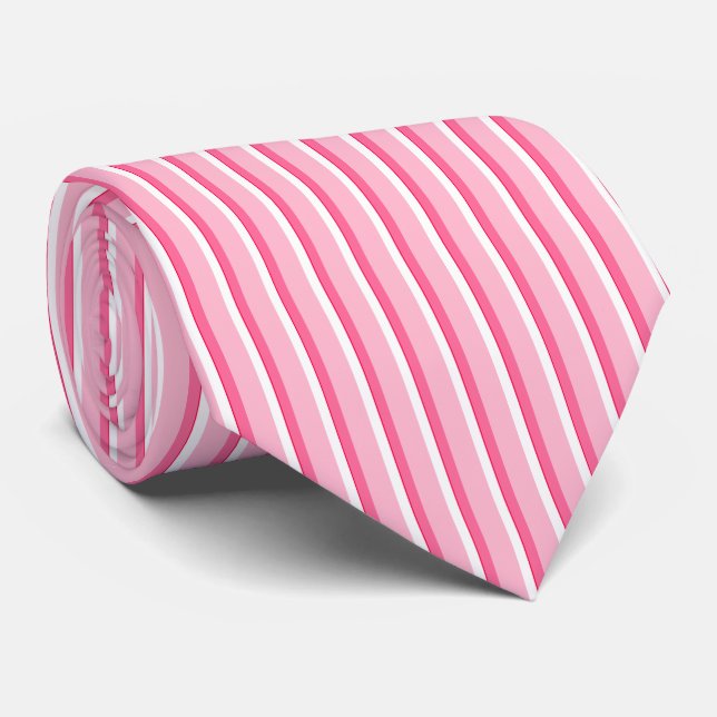 HAMbyWG - Neck Tie - Pink Stripes & White Krawatte (Gerollt)