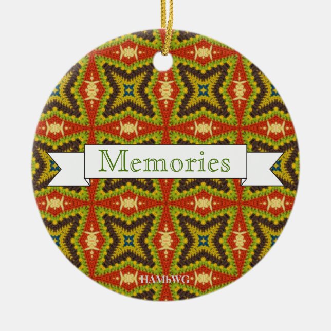 HAMbyWG - Oliven-, Rost- und Grünmakrame der 1970e Keramikornament (Vorne)