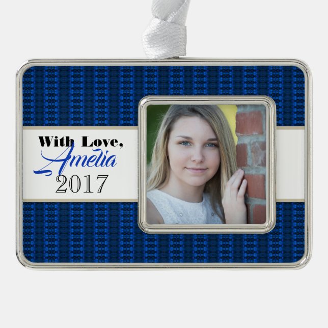 HAMbyWG - Ornament - Blaue Lichter Rahmen-Ornament Silber (Vorderseite)