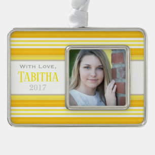 HAMbyWG - Ornament - Gelbe Streifen Rahmen-Ornament Silber