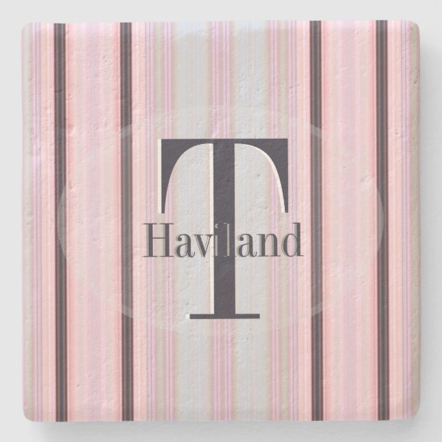 HAMbyWG Peach & Brown Stripe Steinuntersetzer (Vorderseite)