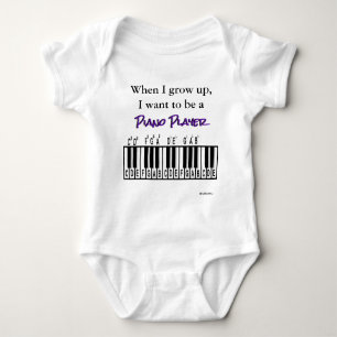 HAMbyWG - Romper, T - Shirt, Snap T - Piano Player Baby Strampler