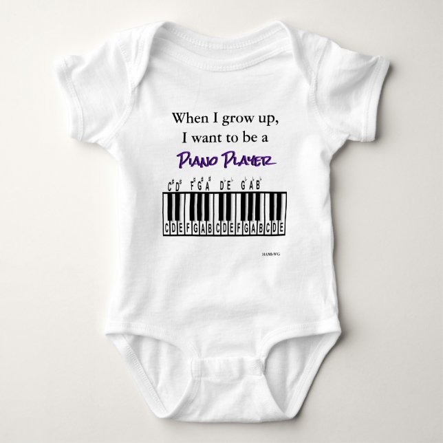 HAMbyWG - Romper, T - Shirt, Snap T - Piano Player Baby Strampler (Vorderseite)