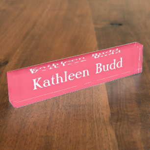 HAMbyWG - Schreibtisch Name Plate - Rose Rosa Namensplakette