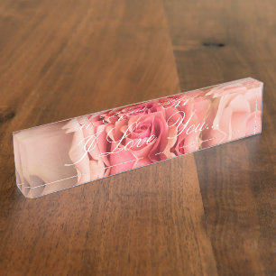 HAMbyWG Schreibtisch Namensschild - Pfirsich-Rose  Namensplakette