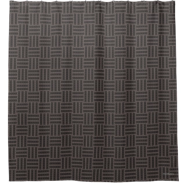 HAMbyWG - Schwarz & Gray Woven Look Muster Duschvorhang (Vorderseite)