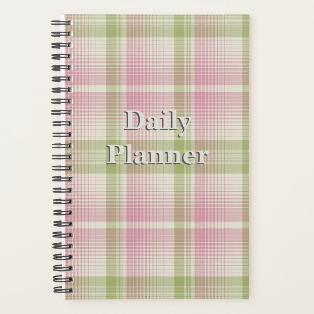 HAMbyWG - Small Daily Planner - Pink/Celery Karier Planer (Vorderseite)