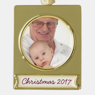 HAMbyWG - Weihnachtsschmuck - Mit Ihrem Bild Banner-Ornament Gold