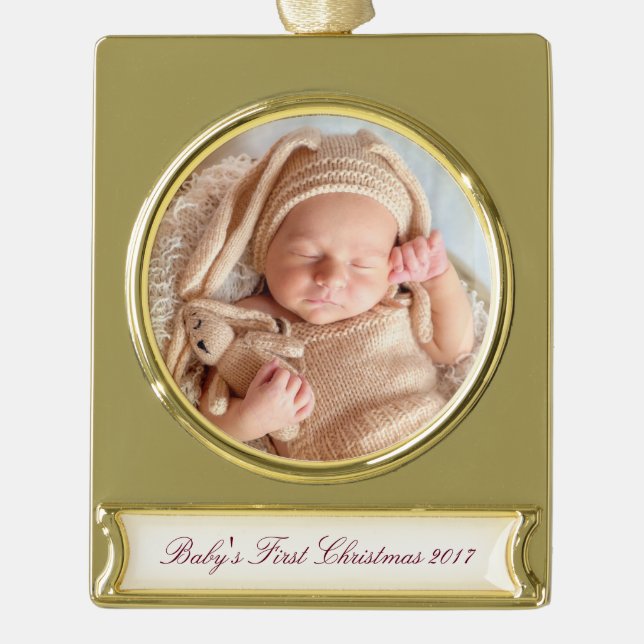 HAMbyWG - Weihnachtsschmuck - Mit Ihrem Bild Banner-Ornament Gold (Vorderseite)