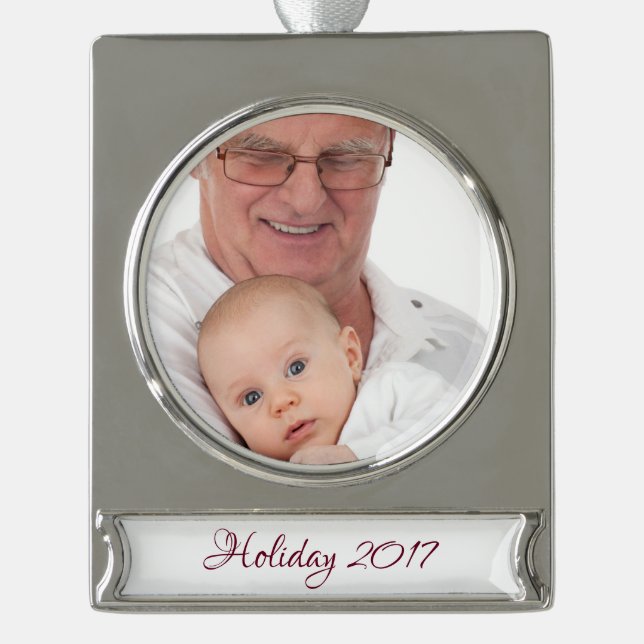 HAMbyWG - Weihnachtsschmuck - Mit Ihrem Bild Banner-Ornament Silber (Vorderseite)
