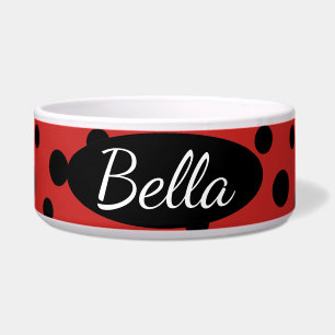 HAMbyWhiteGlove - Dog Food Bowl - Black Polka Dots Napf