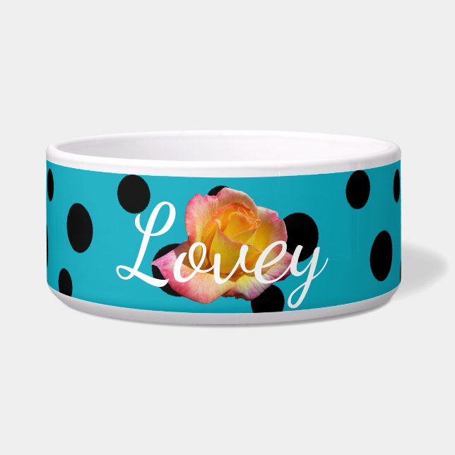 HAMbyWhiteGlove - Dog Food Bowl - Black Polka Dots Napf (Vorderseite)