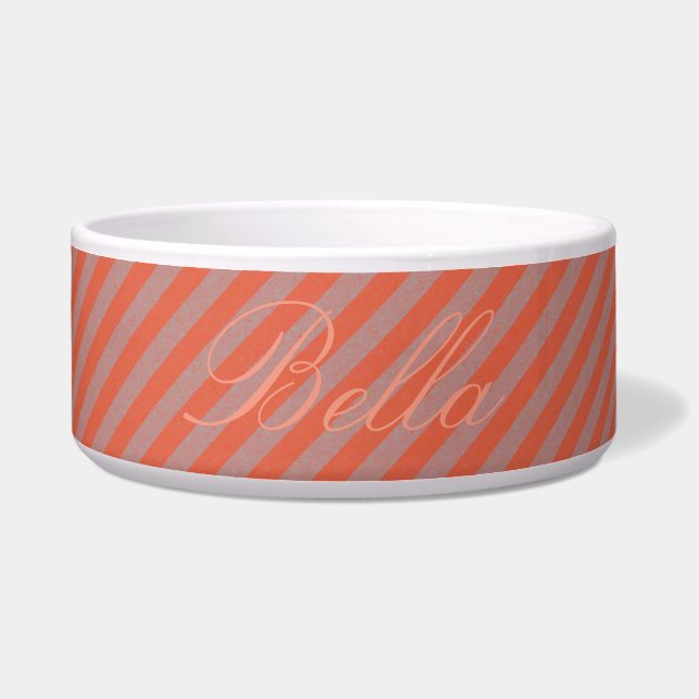 HAMbyWhiteGlove - Dog food Bowl - Orange Diagonal Napf (Vorderseite)
