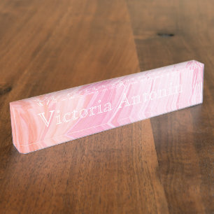 HAMbyWhiteGlove Schreibtisch Namensschild - Pink P Namensplakette