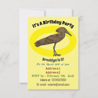 Hamerkop Vogel Cartoon Illustration Einladung