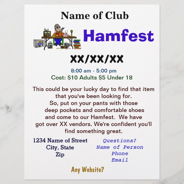 Hamfest Flyer 2-seitig mit Ham Vendor Customize It (Vorne)
