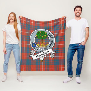 Hamilton Ancient Clan Abzeichen Tartan Kariert Fleecedecke